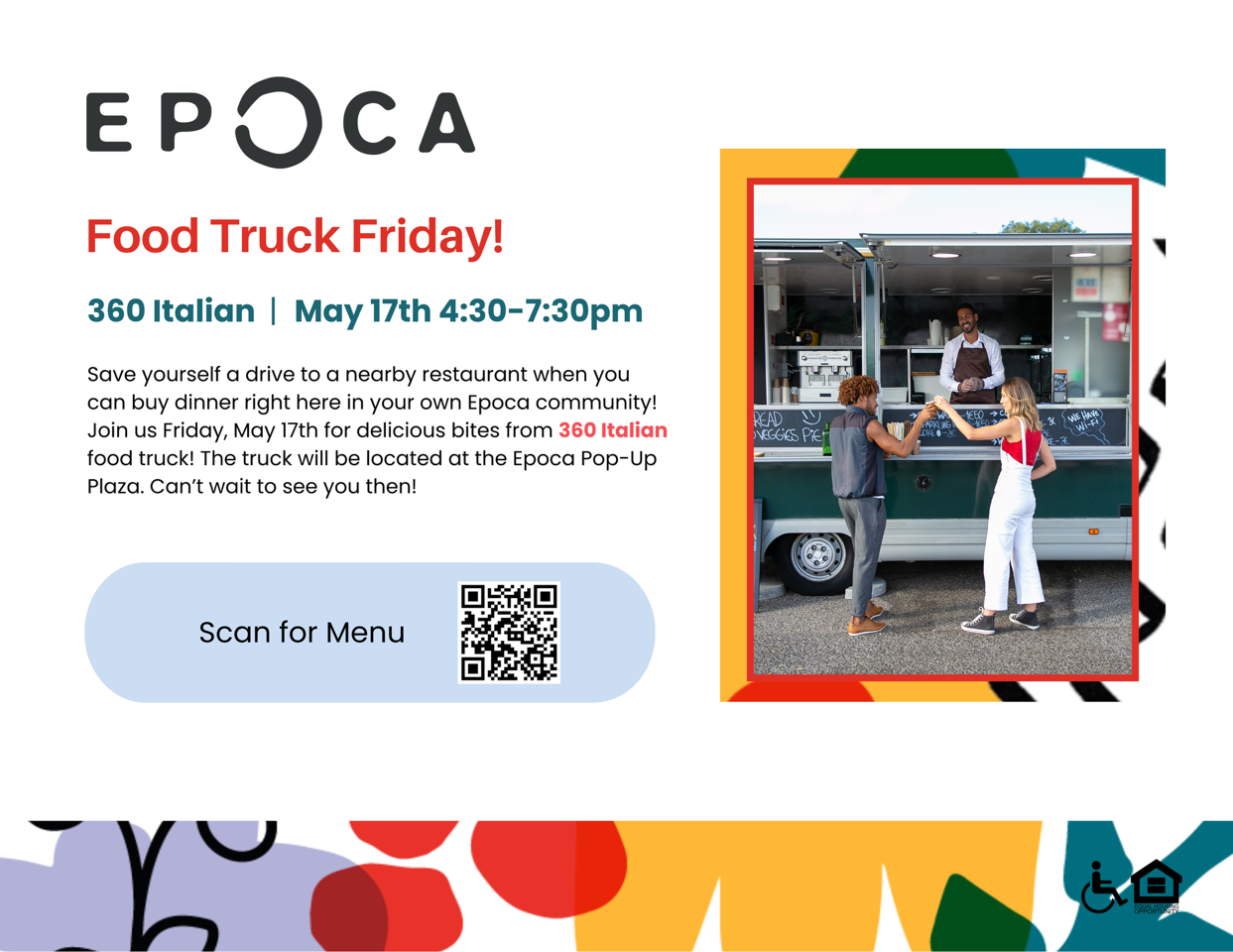 Food Truck Friday. 360 Italian food truck flyer.