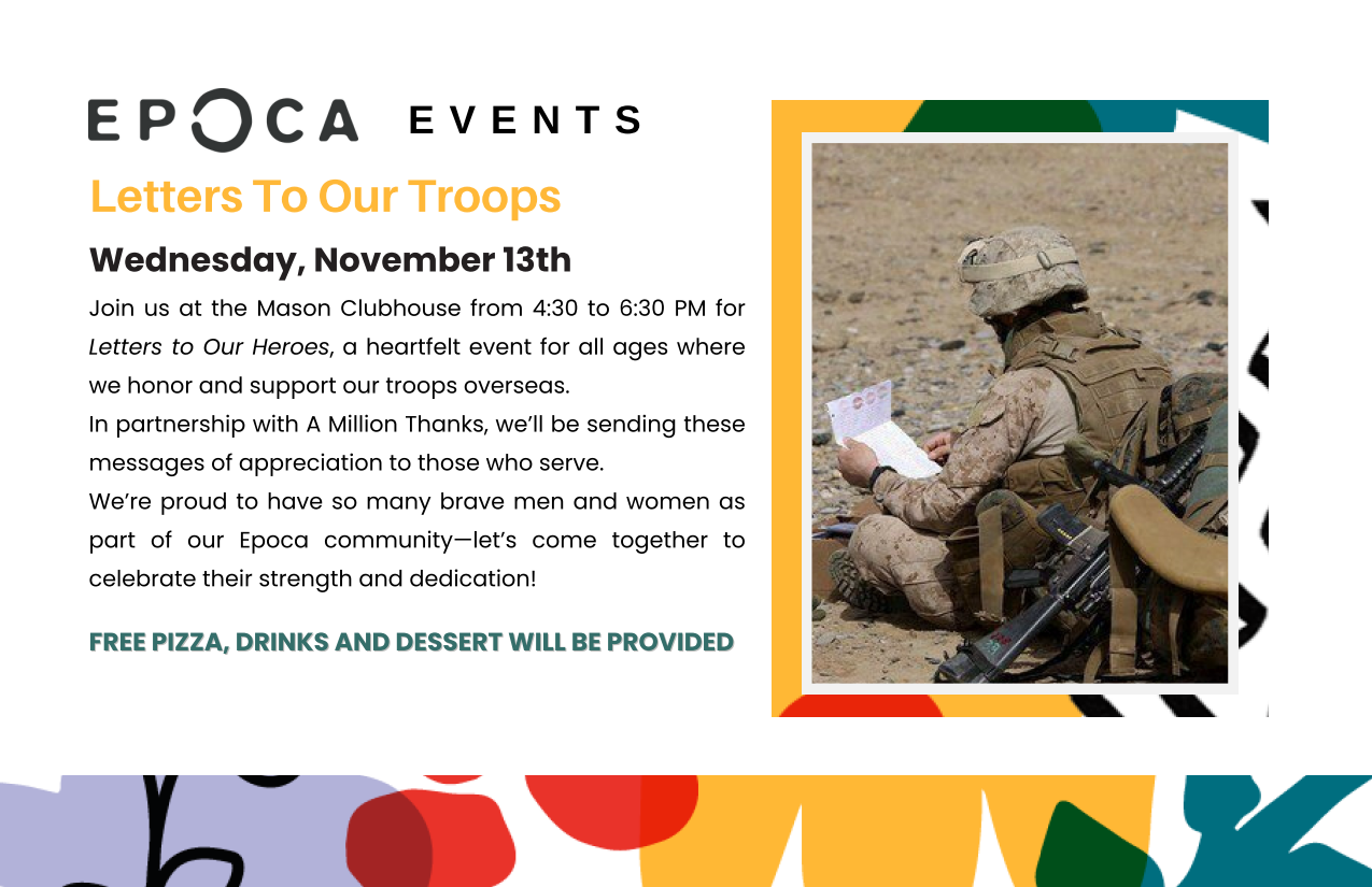 Letters to Our Heroes at Epoca Mason Clubhouse